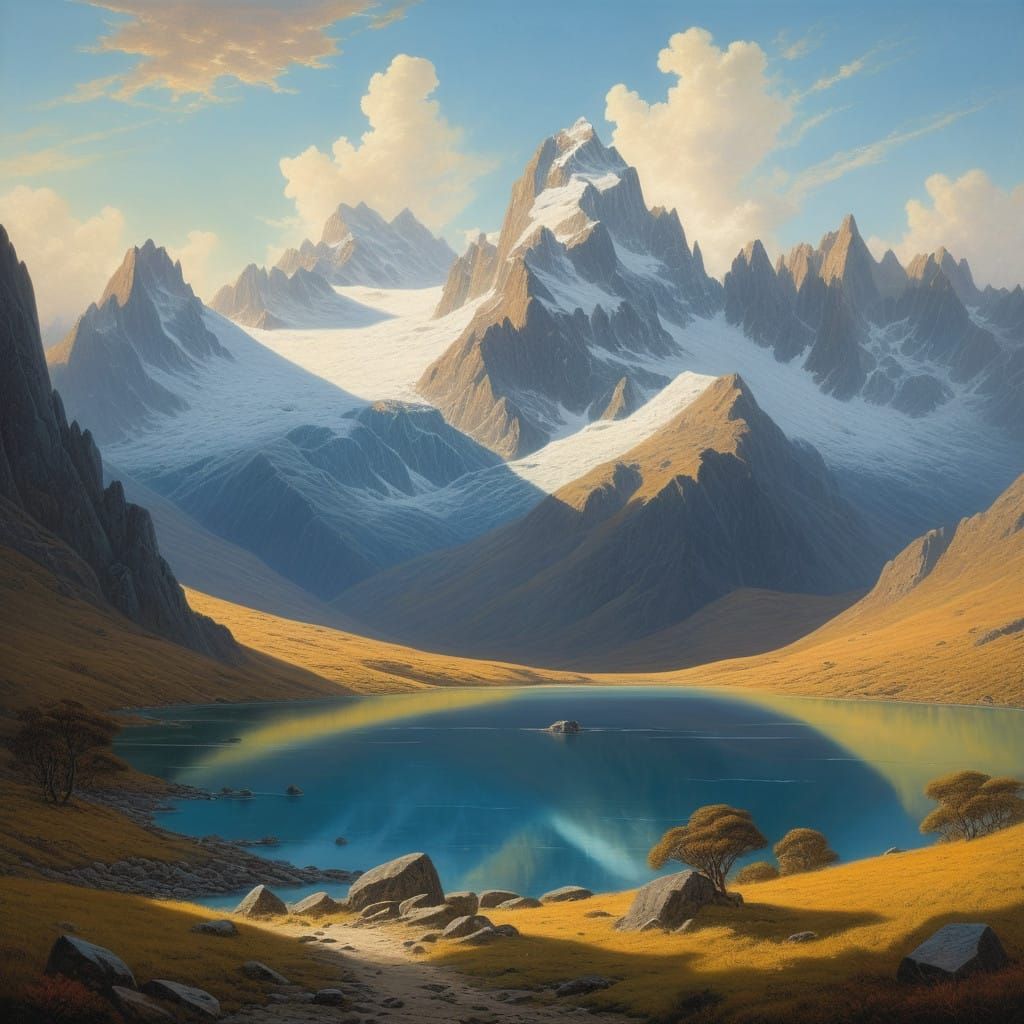 Turquoise Glacier Lake in the Andes Mountains