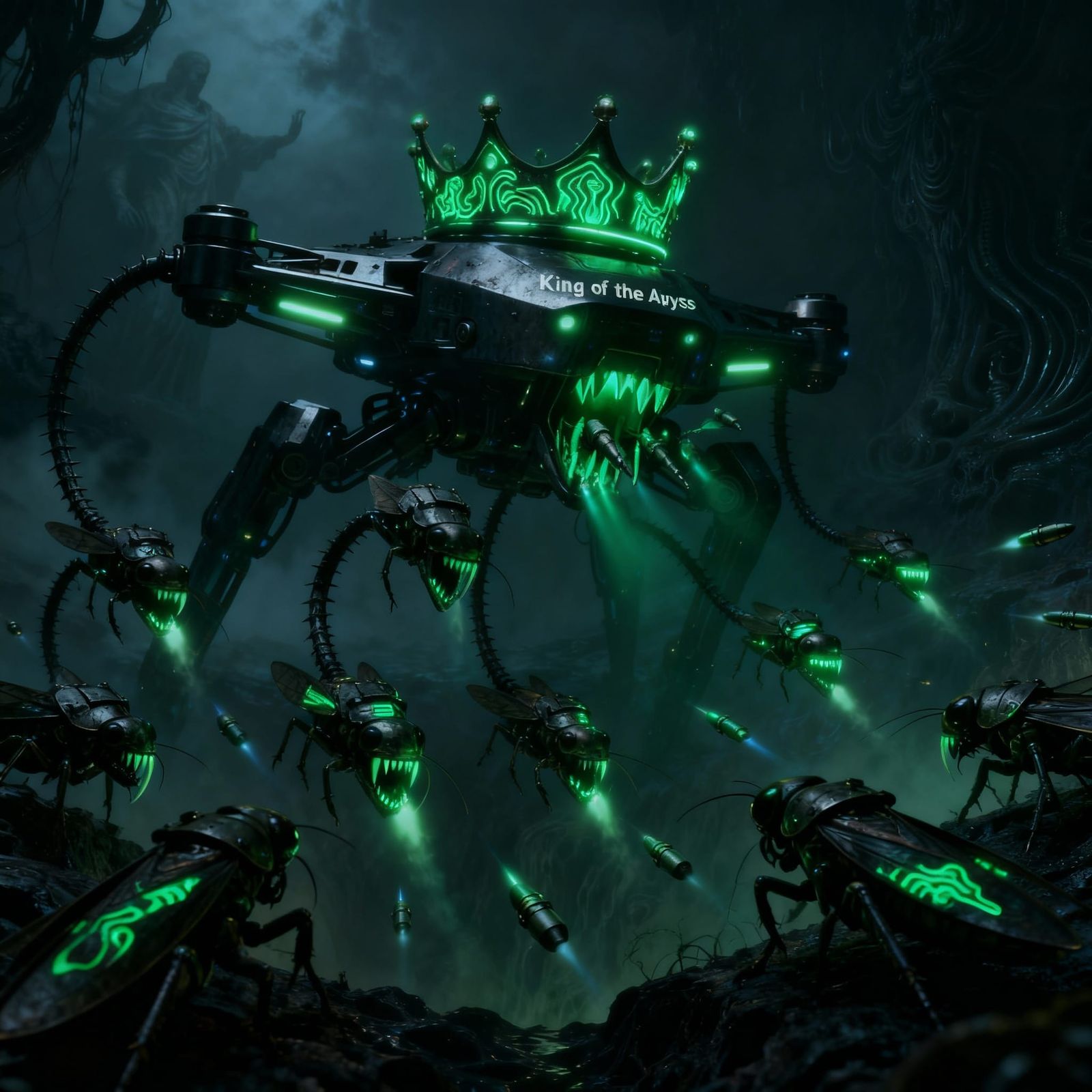 King of the Abyss Drones in Cinematic Horror Style