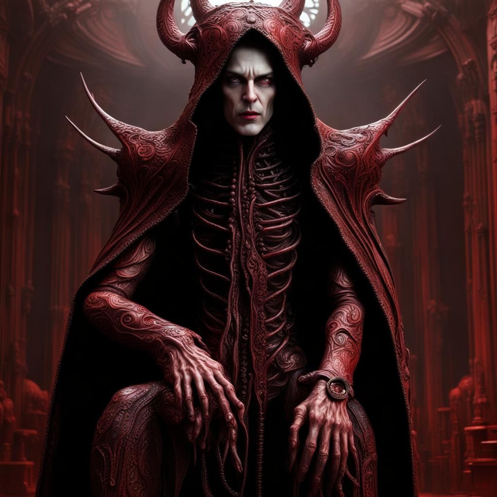 Gothic Mephistopheles Warlock with Dragon, in Steamgoth Styl...