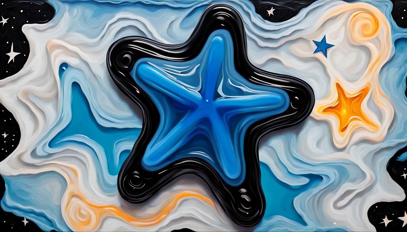 Electromagnetic Jelly Coil Star in Impasto Oil Paint