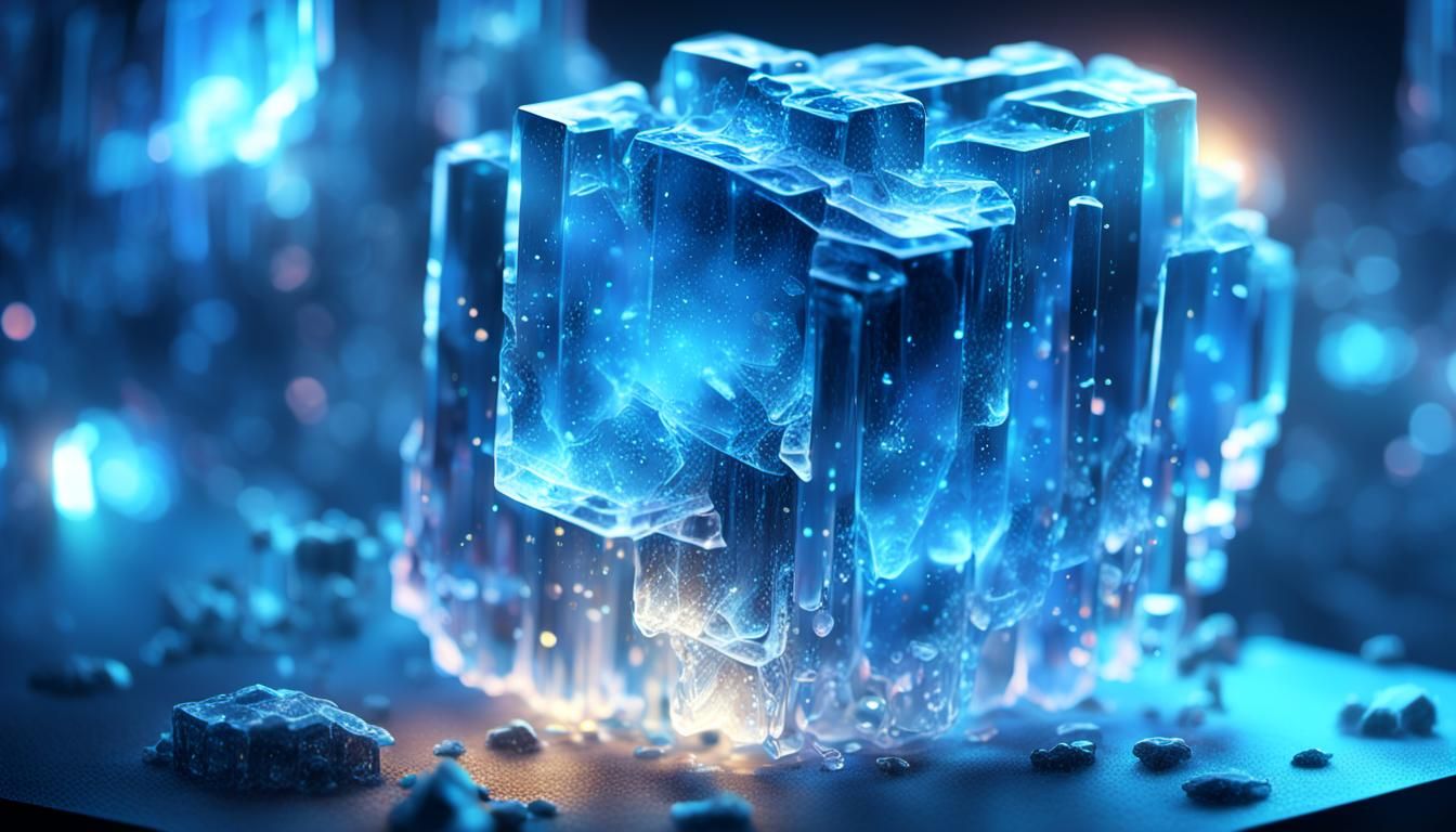 Translucent Ice Microchip Universe in Sci-Fi Style
