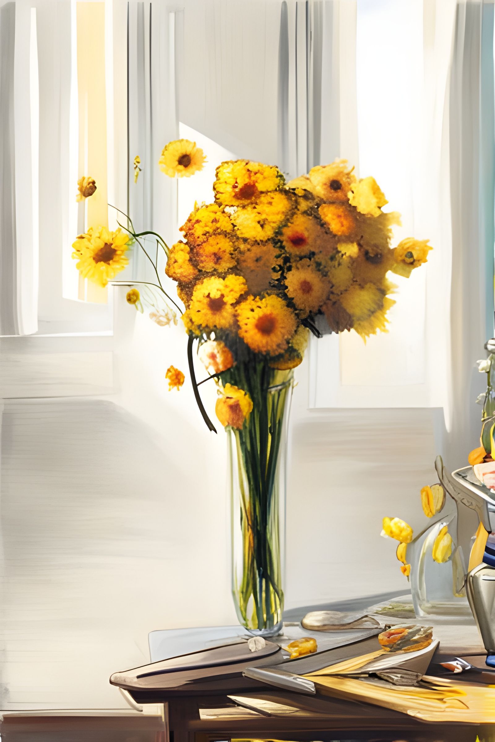 Flowers in Copper Bucket: Vermeer Meets Pollock