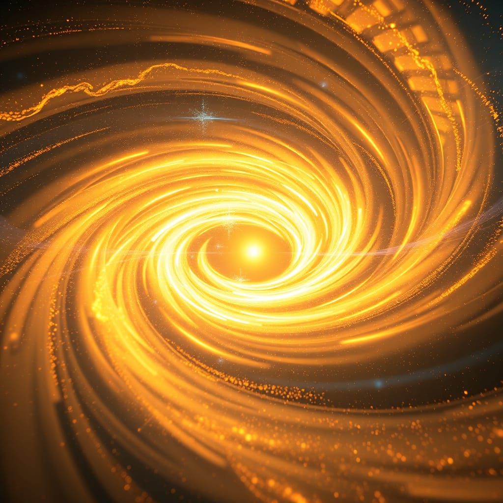 Celestial Vortex of Iridescent Light in a Sacred Space