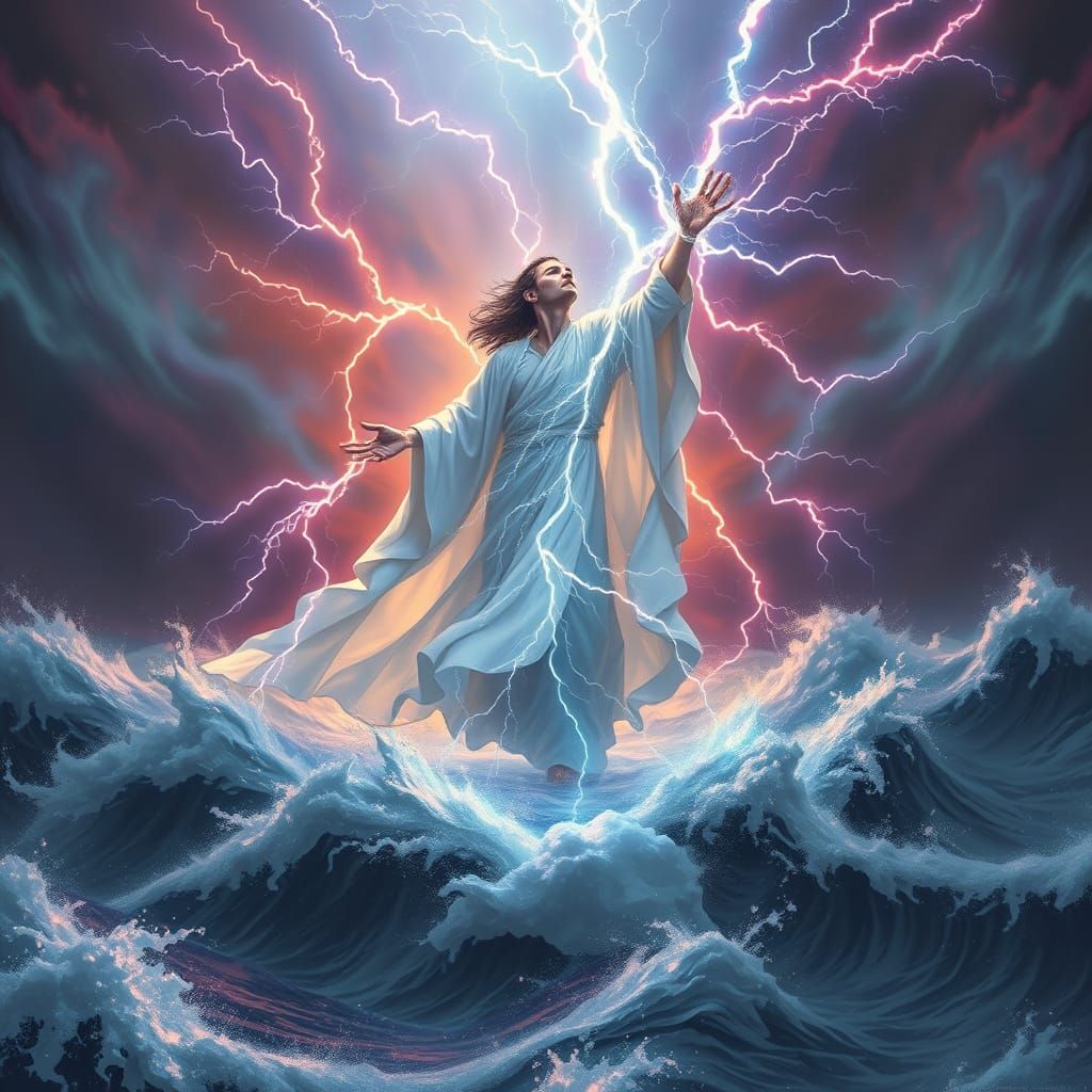 Ancient Lightning Deity Commands Stormy Seas