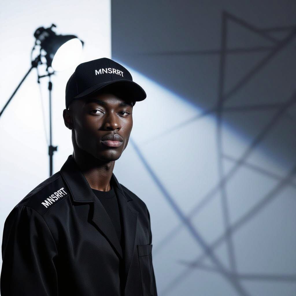 Fashion Portrait: Black Male Model in Studio Spotlight