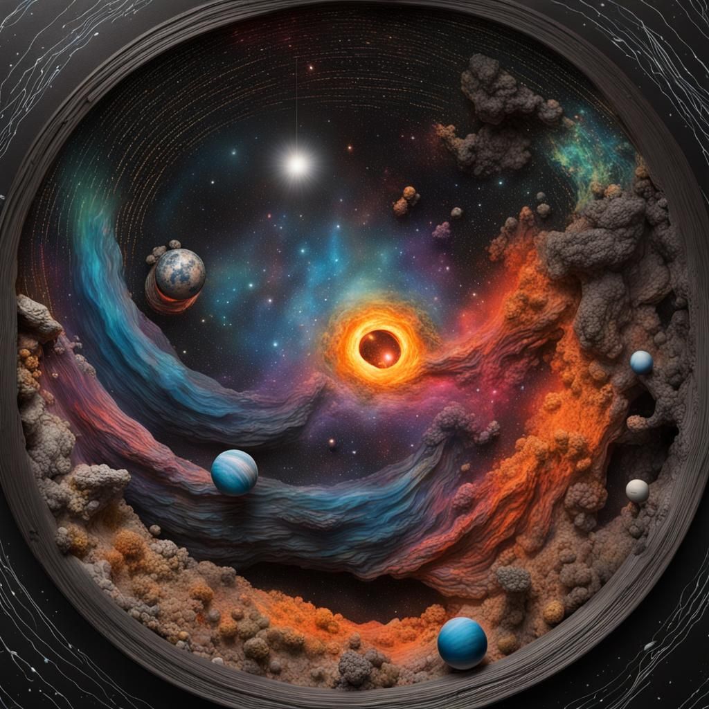 Diorama of Space Being Sucked into Black Hole