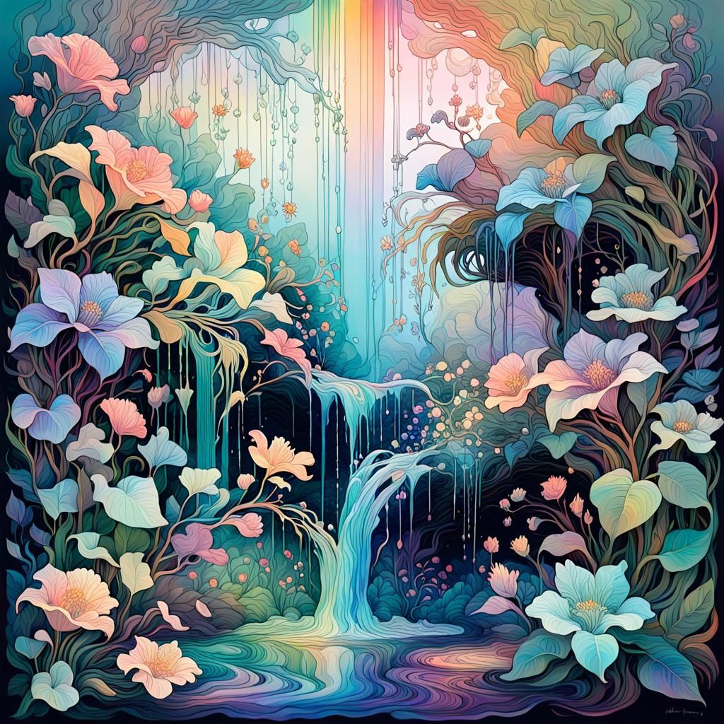 Magical Floral Centerpiece in Pastel Iridescent Art