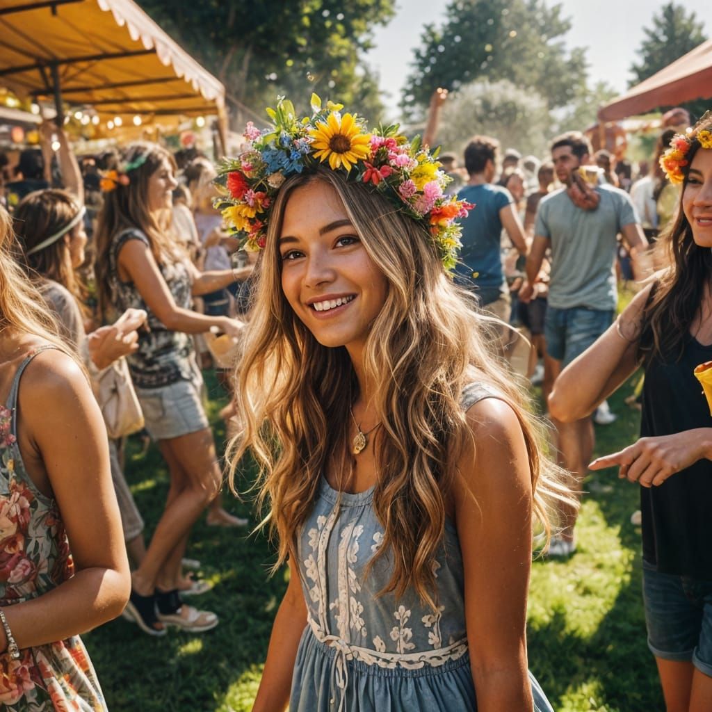 Joyful Summer Festival Scene in Sunlight