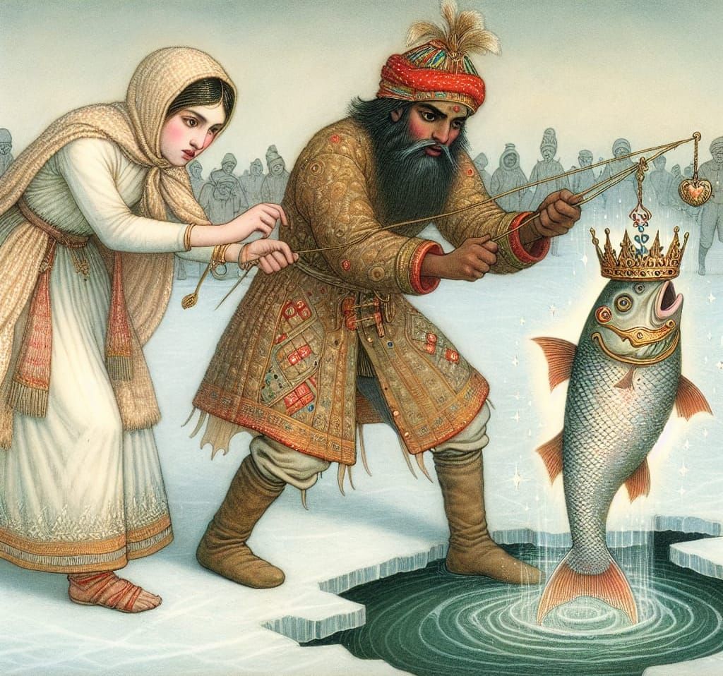 South Asian Fisherman Discovers Majestic Fish in Winter Land...