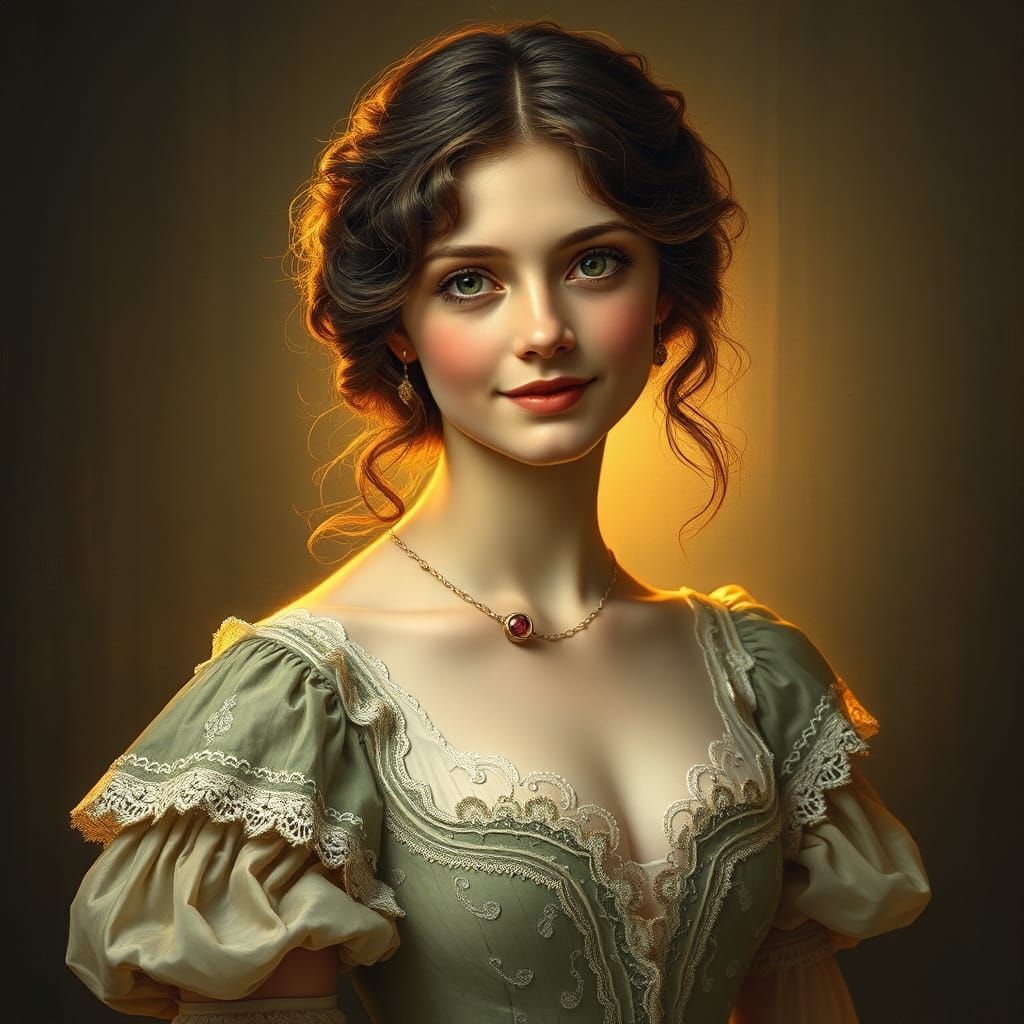 Renaissance-Inspired Portrait in Art Nouveau Style