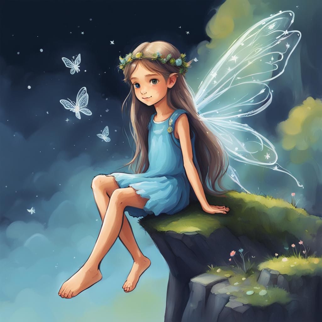 Small Fairy with Long Hair: AI Generated