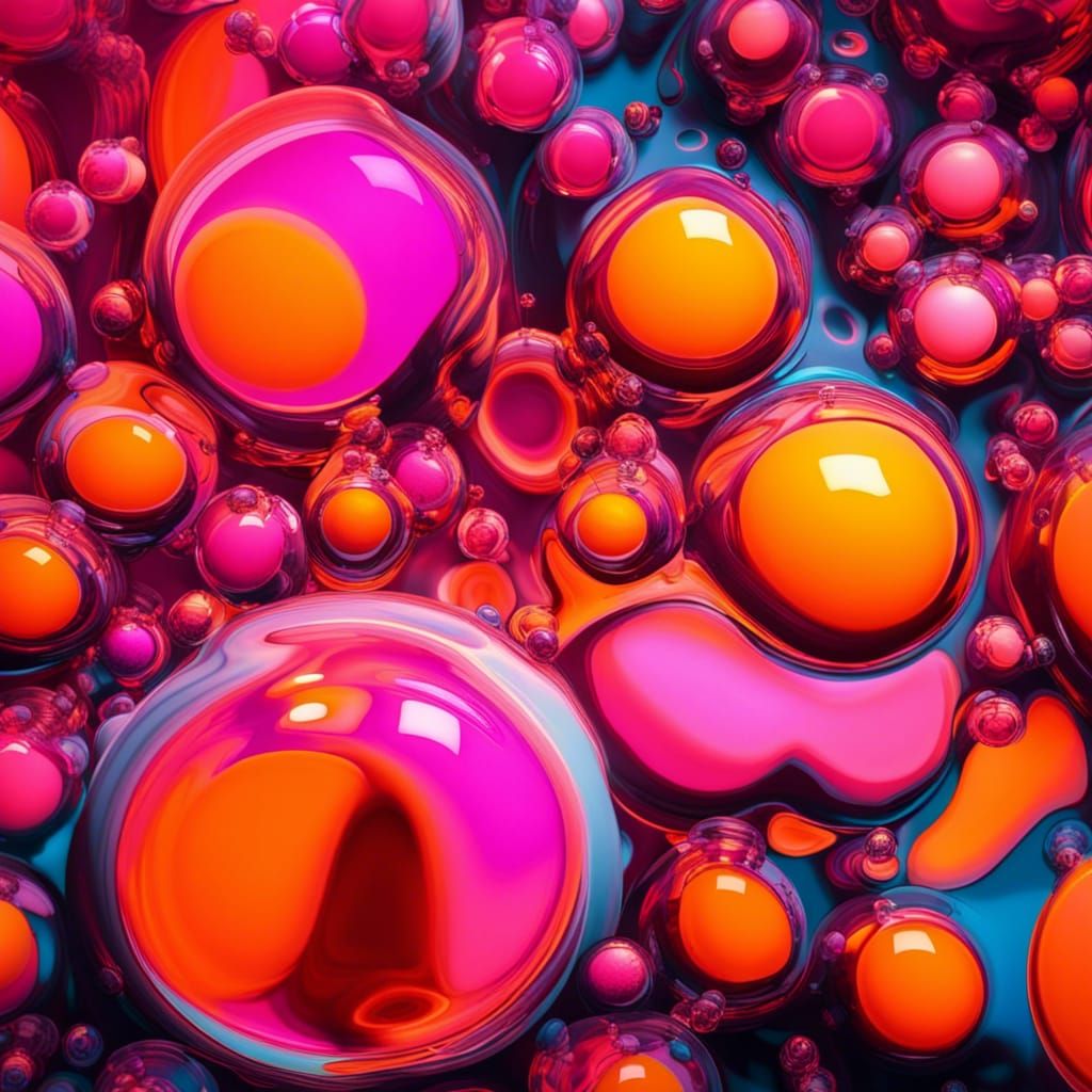 Hyperrealistic Lava Lamp with Pink and Orange Bubbles