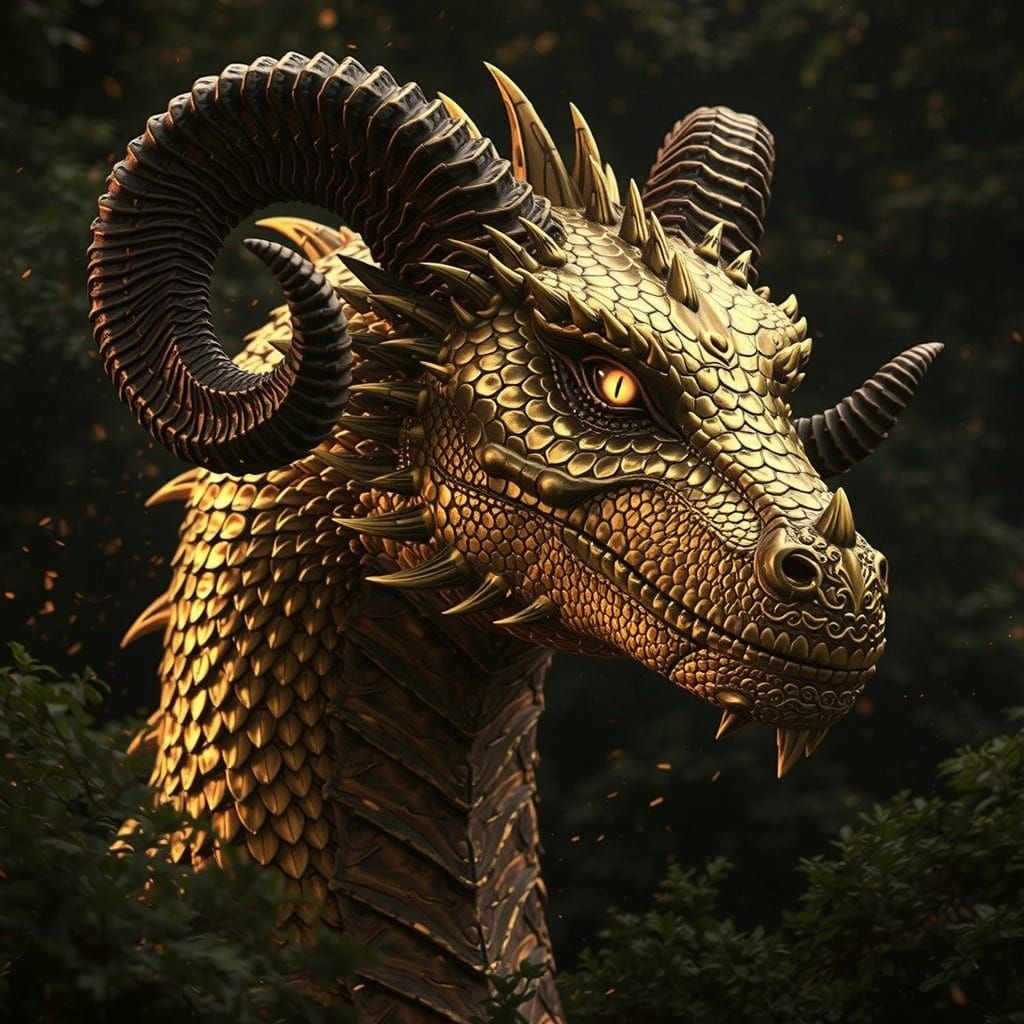 Golden Dragon with Wise and Gentle Eyes