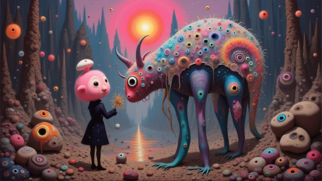 Surreal Creature in Bizarre Whimsical World