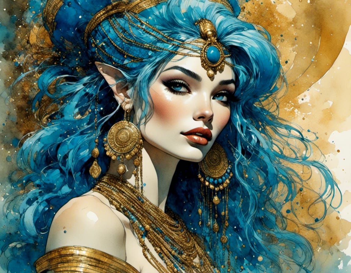 Egyptian Woman in Pen and Ink Comic Style