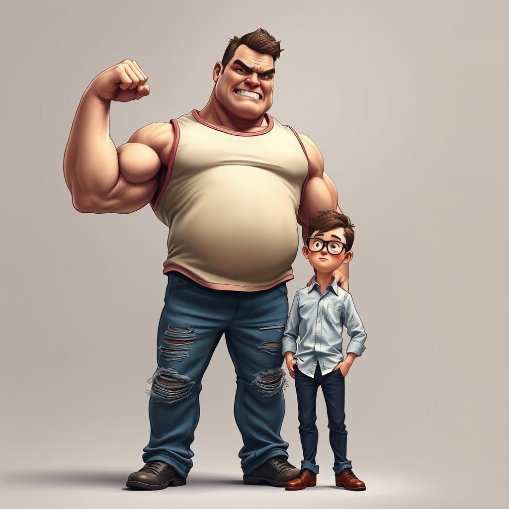 Humorous Bodybuilder and Nerd Mismatch