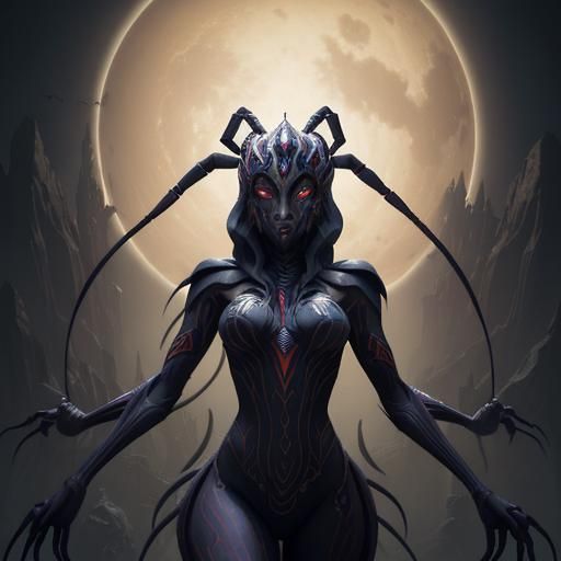 Arachne Monster Girl in Dark Fantasy Style