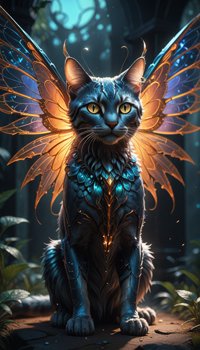 Cat-Insect Hybrid in Macro Fantasy Art