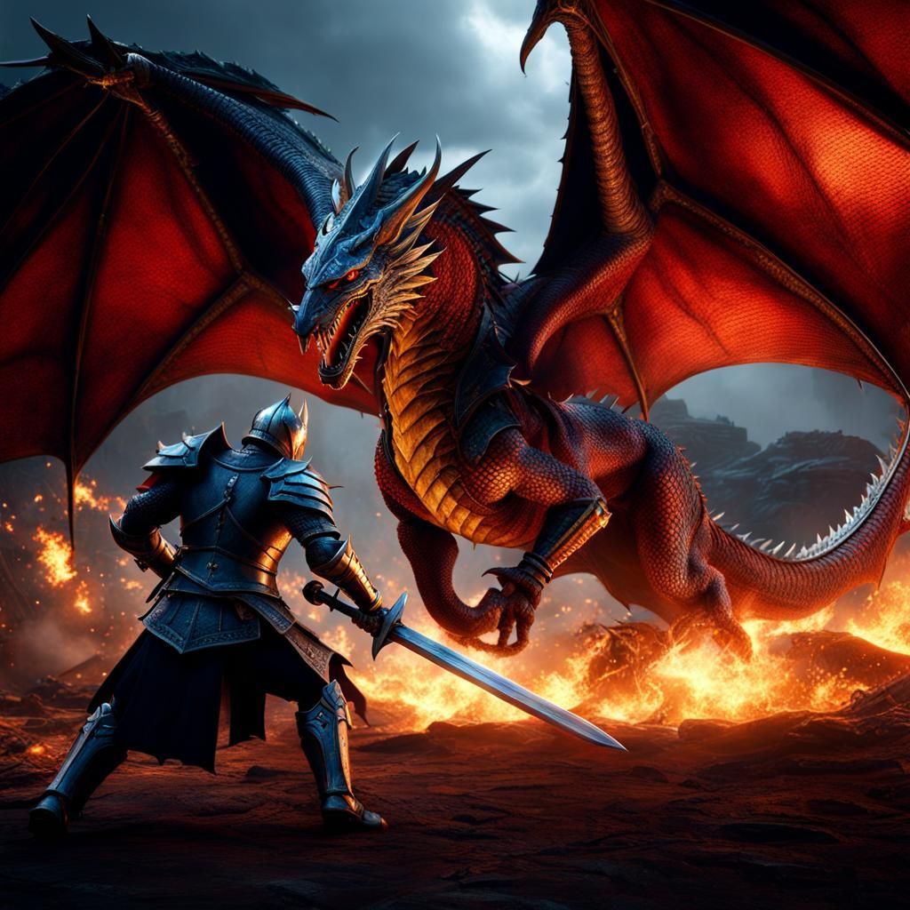Knight vs Dragon: Dark Fantasy Masterpiece