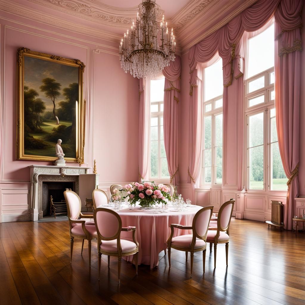 Regency Salon with Panorama Window and Floral Accents