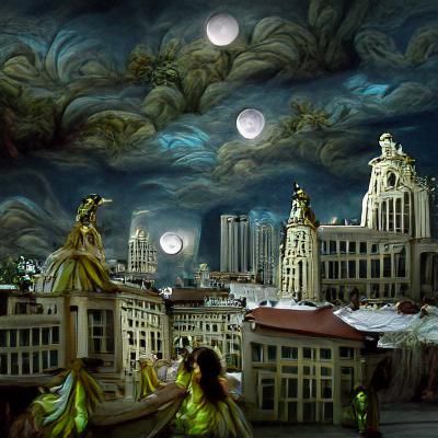 Baroque Fairies Dance in Metropolis Moonlight