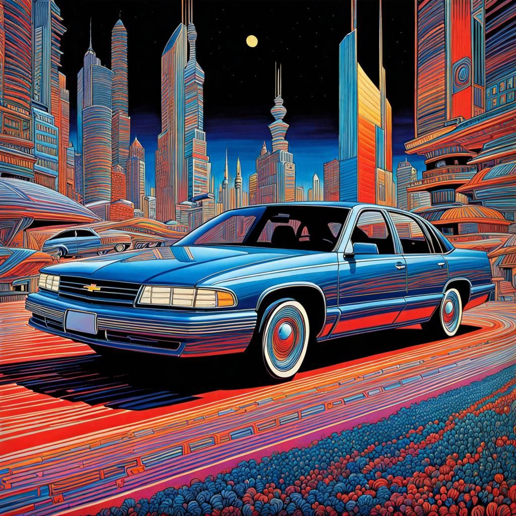 Futuristic 1996 Chevy Impala SS Impasto Art