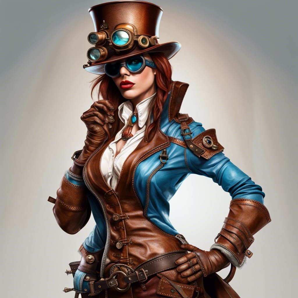Steampunk Woman with Goggles and Copper Details