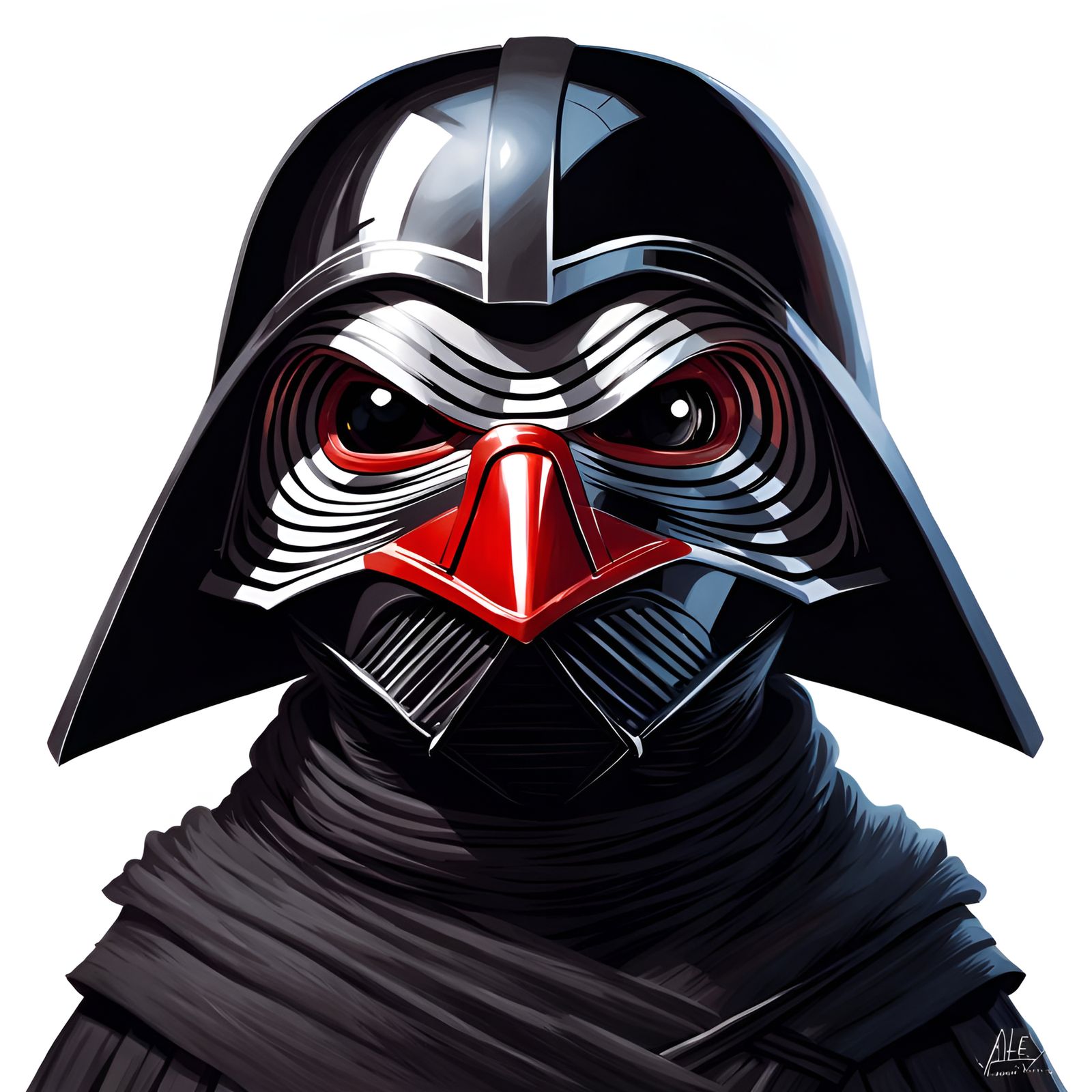 Hen as Kylo Ren Portrait in Comic Book Style