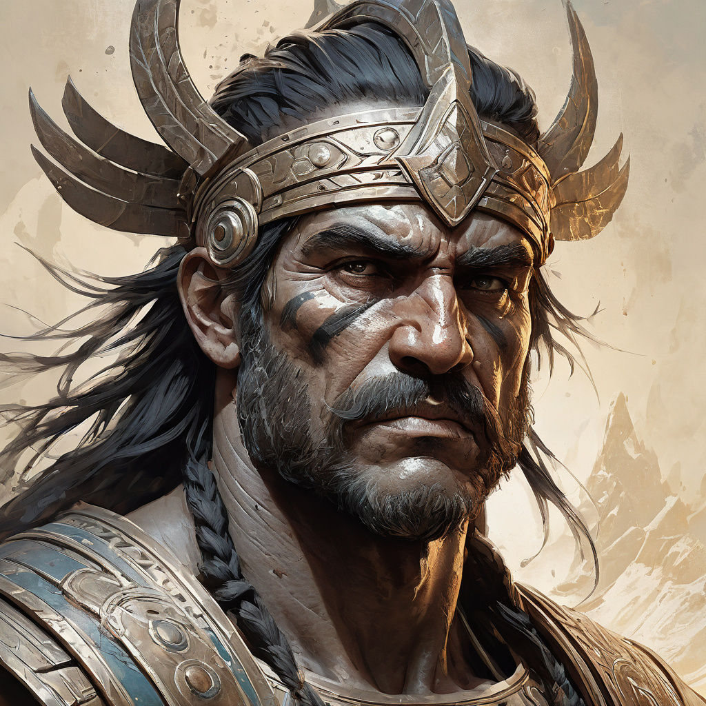 Ancient Warrior Portrait in Hyperdetailed Style