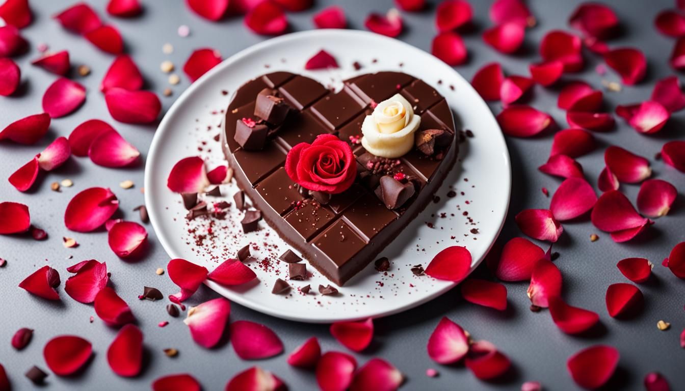 Chocolate Couple in Love Portrait with Rose Petals