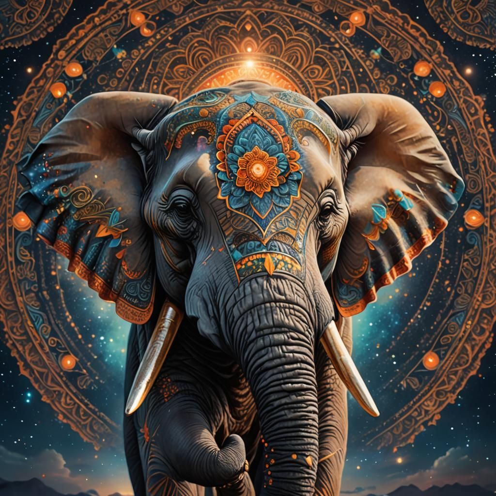 Elephant with Mandala Patterns in Wildlife Photography