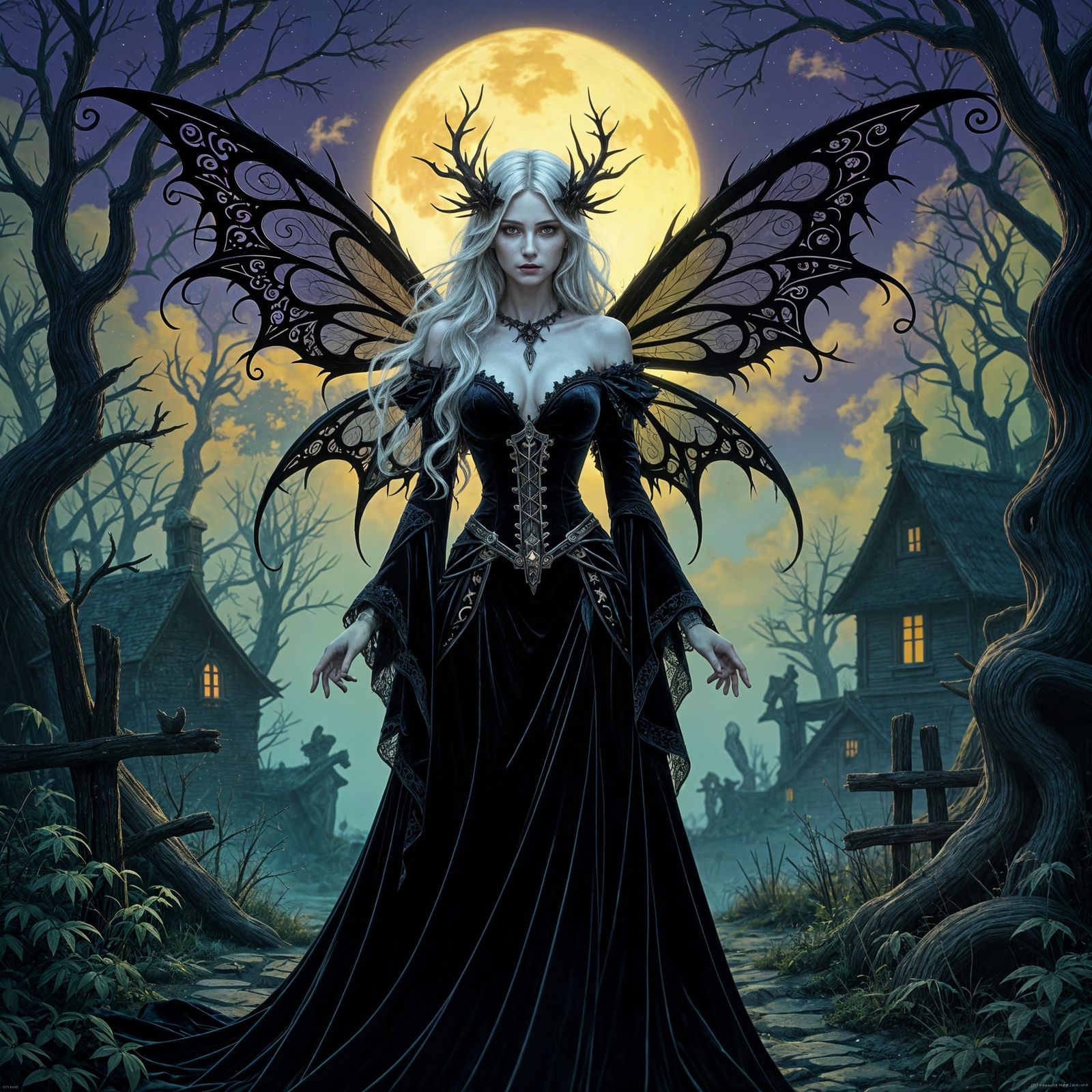 Eerie Dark Fairy in Cursed Forest, Dark Fantasy Art