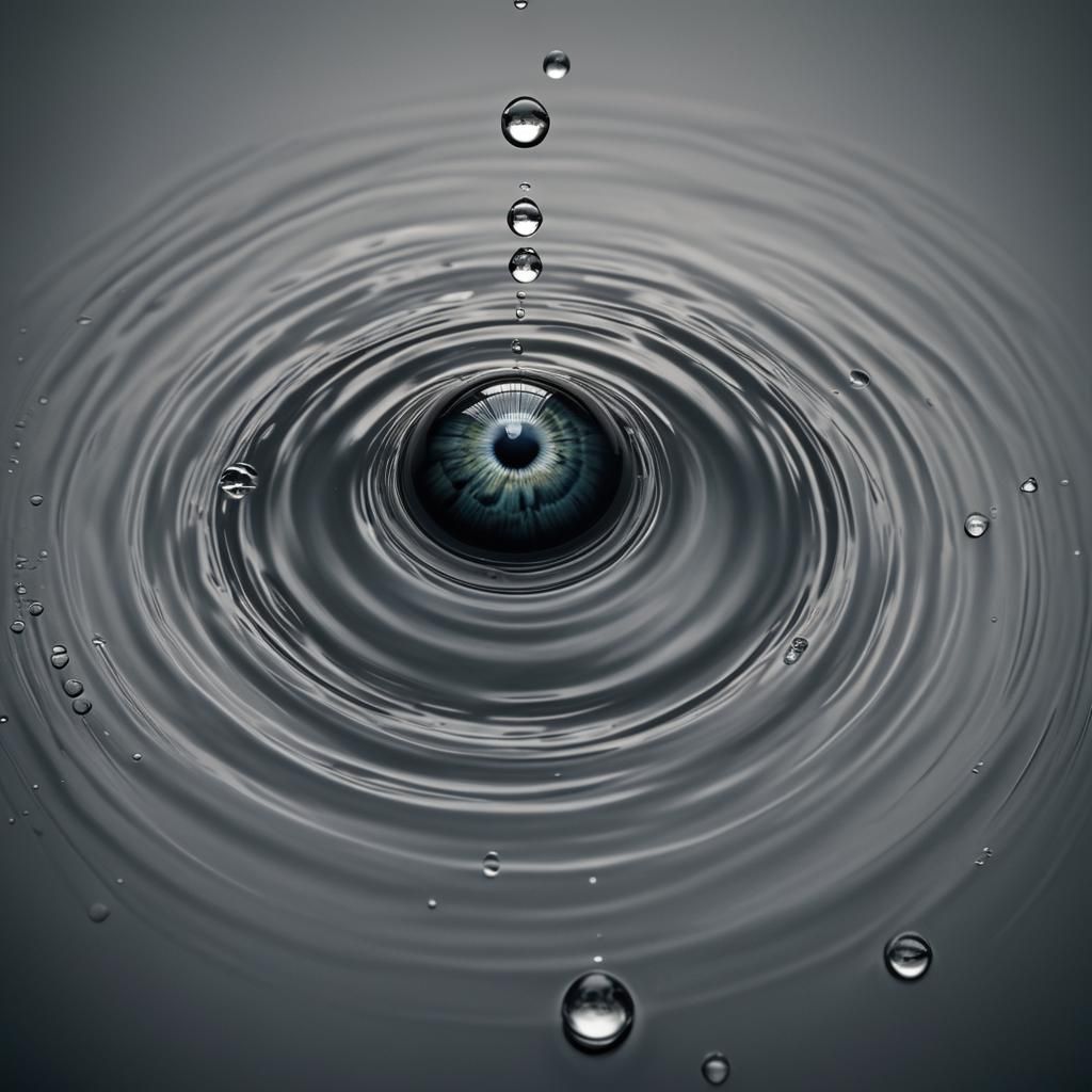 Cosmic Eye Floats Over Water Droplet