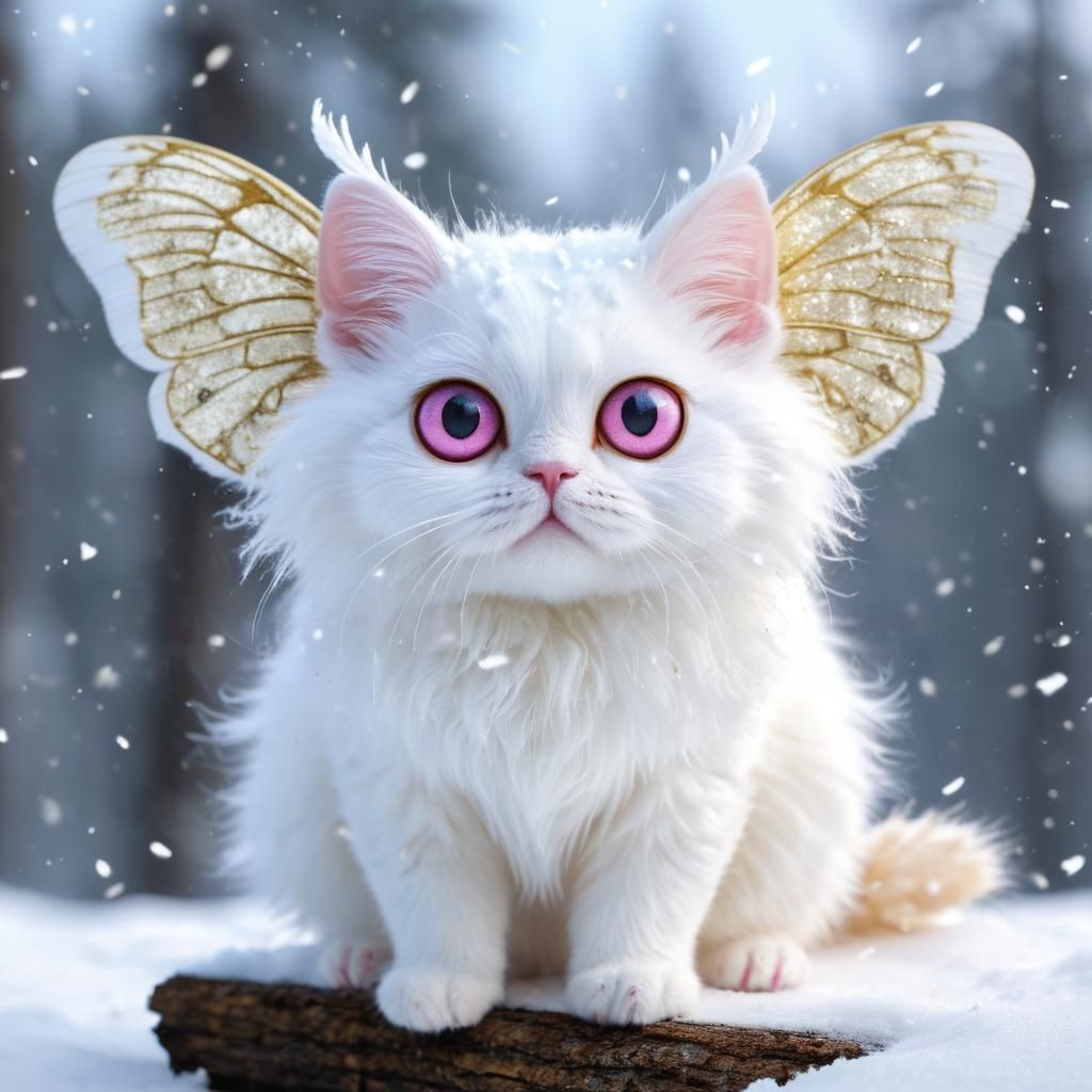 Cute Moth-Cat Creature in Snow