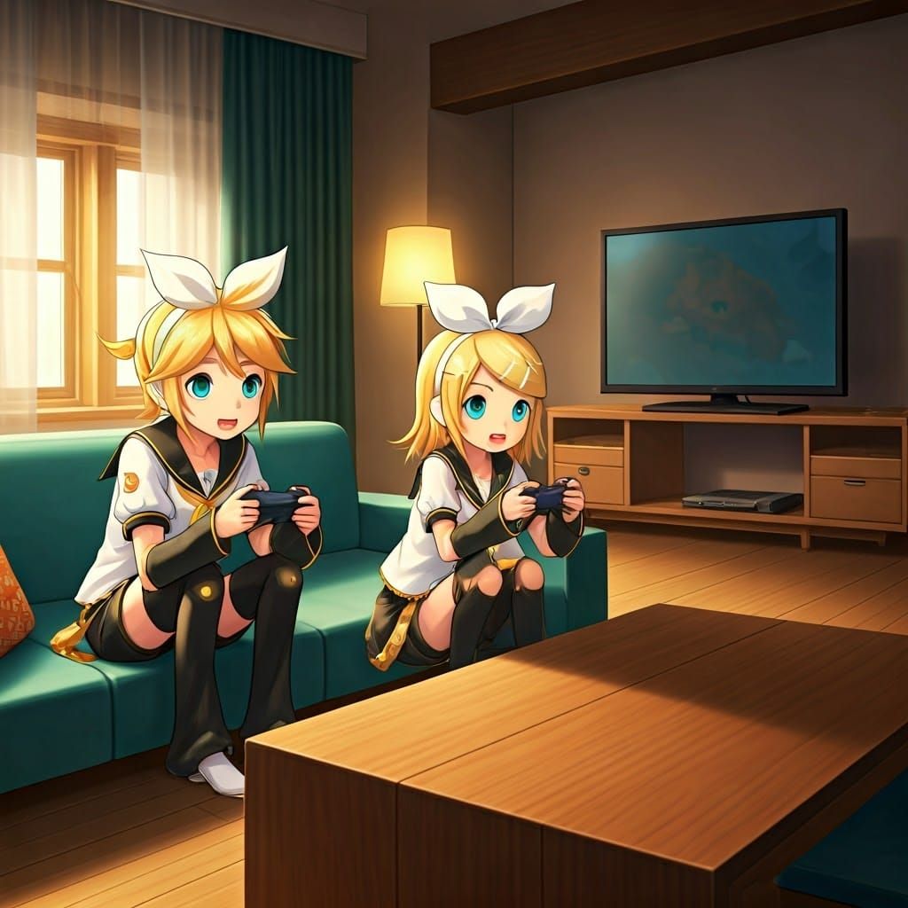 Kagamine Rin and Len Playing Video Games