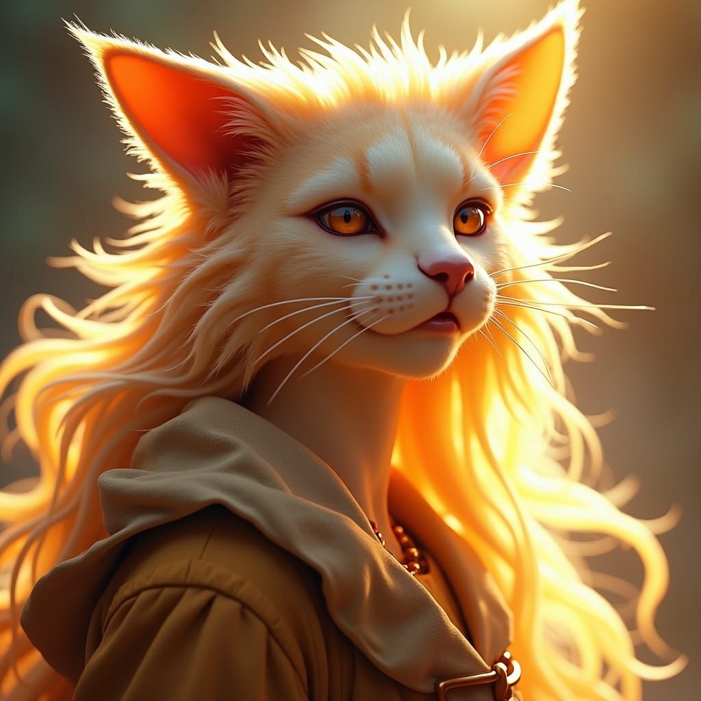 Radiant Tabaxi Cleric Portrait in Digital Art Style