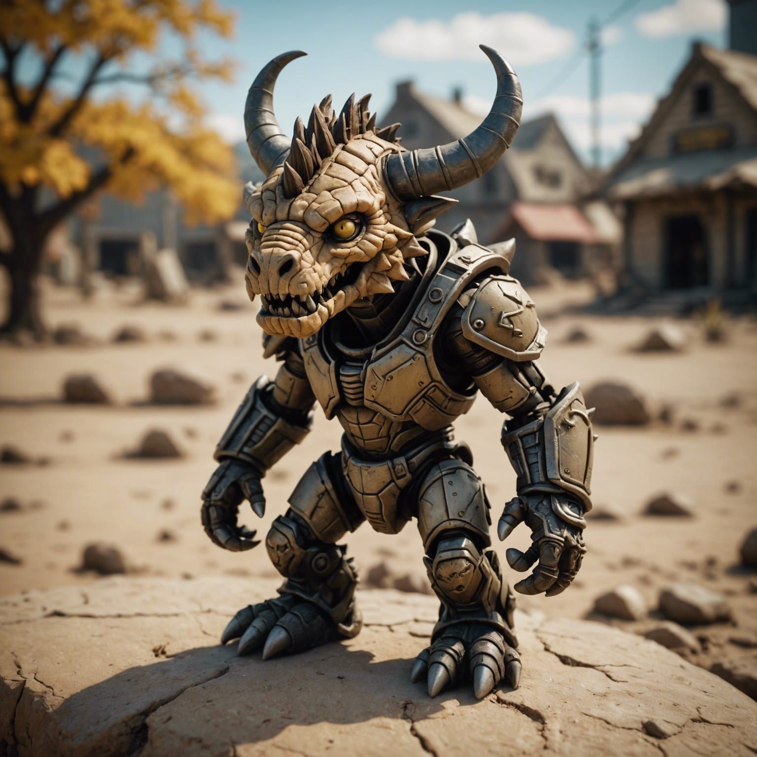 Chibi Clay Deathclaw Tilt-Shift Photography