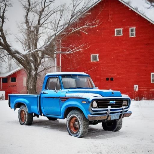 1978 Blue Dodge 4x4 Pickup Portrait