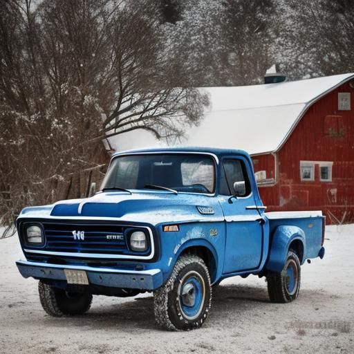 Blue 1978 Dodge 4x4 Pickup Portrait