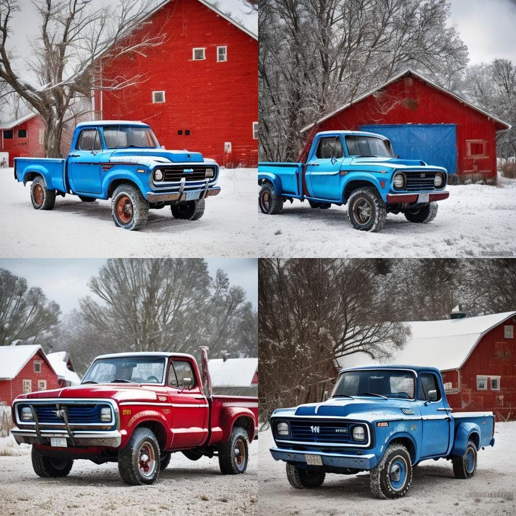 1978 Blue Dodge 4x4 Pickup Portrait