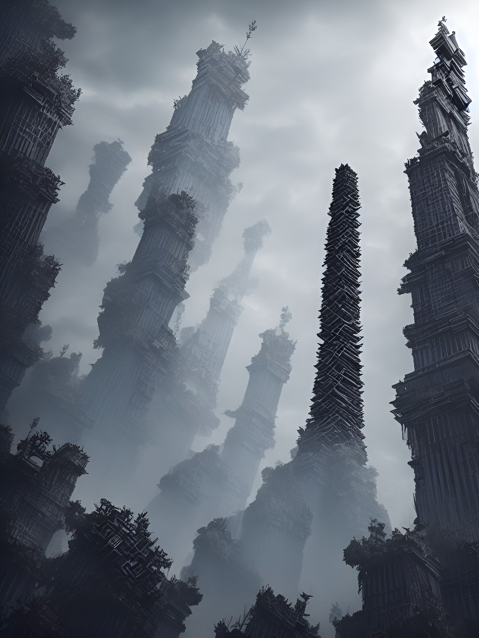 Abstract Inverse Tower: Expressive Graphic Art in 8k