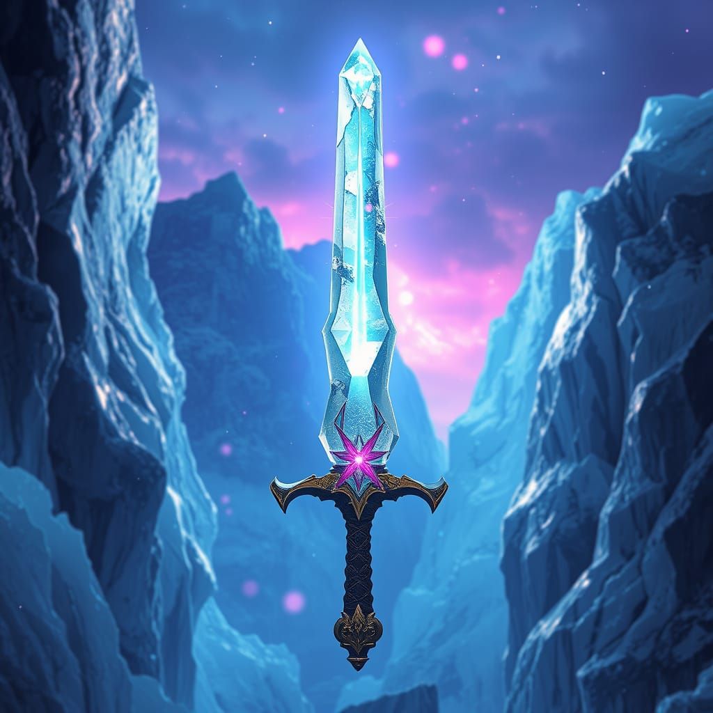 Majestic Ice Sword Radiates Kaleidoscope of Colors