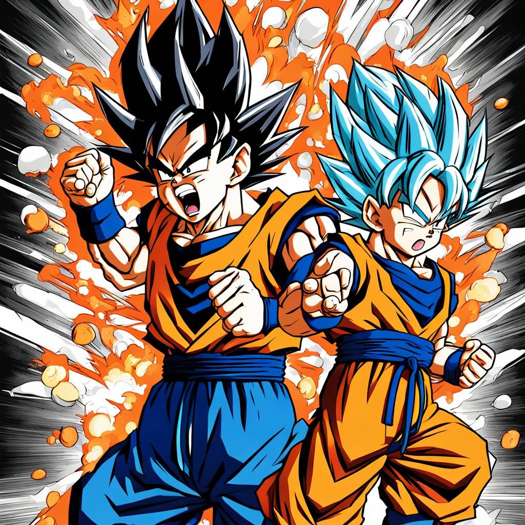 Goku and Vegeta in Angry Anime Style