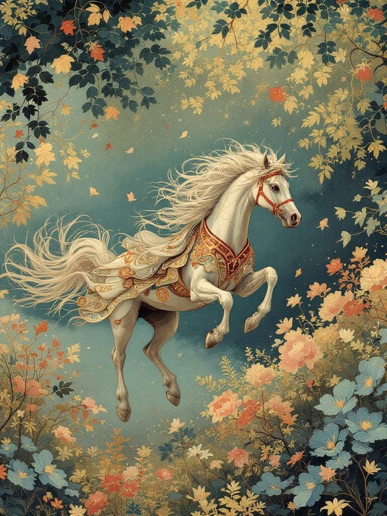 Horse Running Free in Theatrical Color Planes