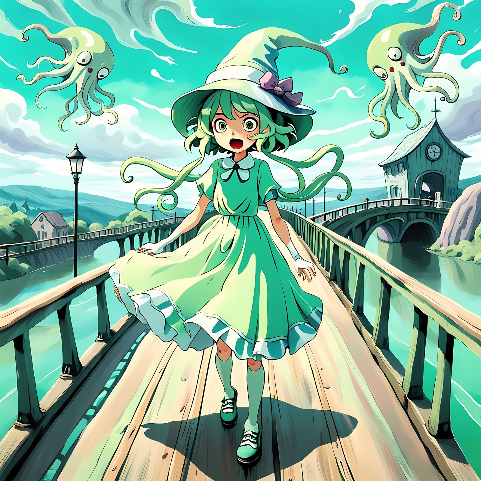 Ghibli-Style Character in Vibrant Whimsy, Inspired by Munch'...