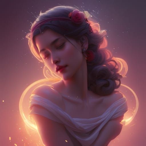 Glowing Rose Portrait in Hyperdetailed Digital Art