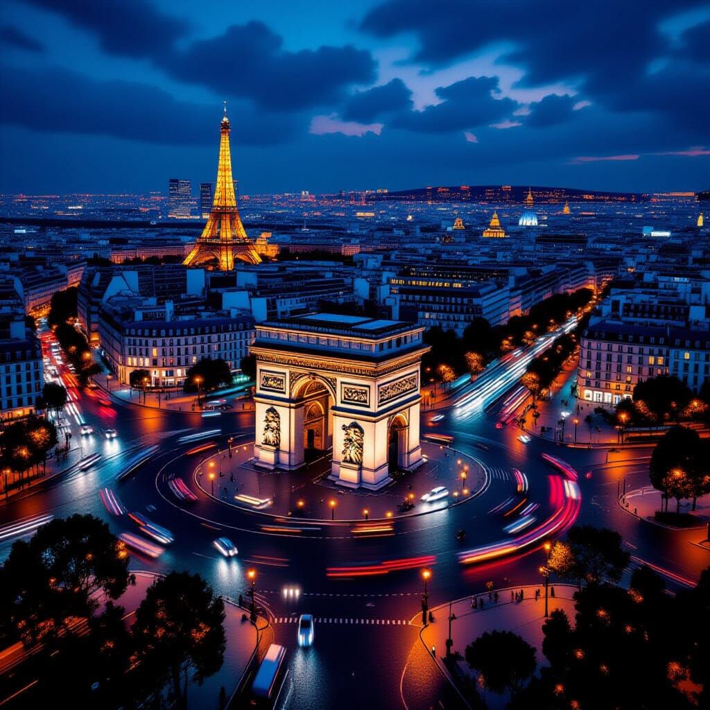 Paris by Night: Birdseye View of Iconic Landmarks
