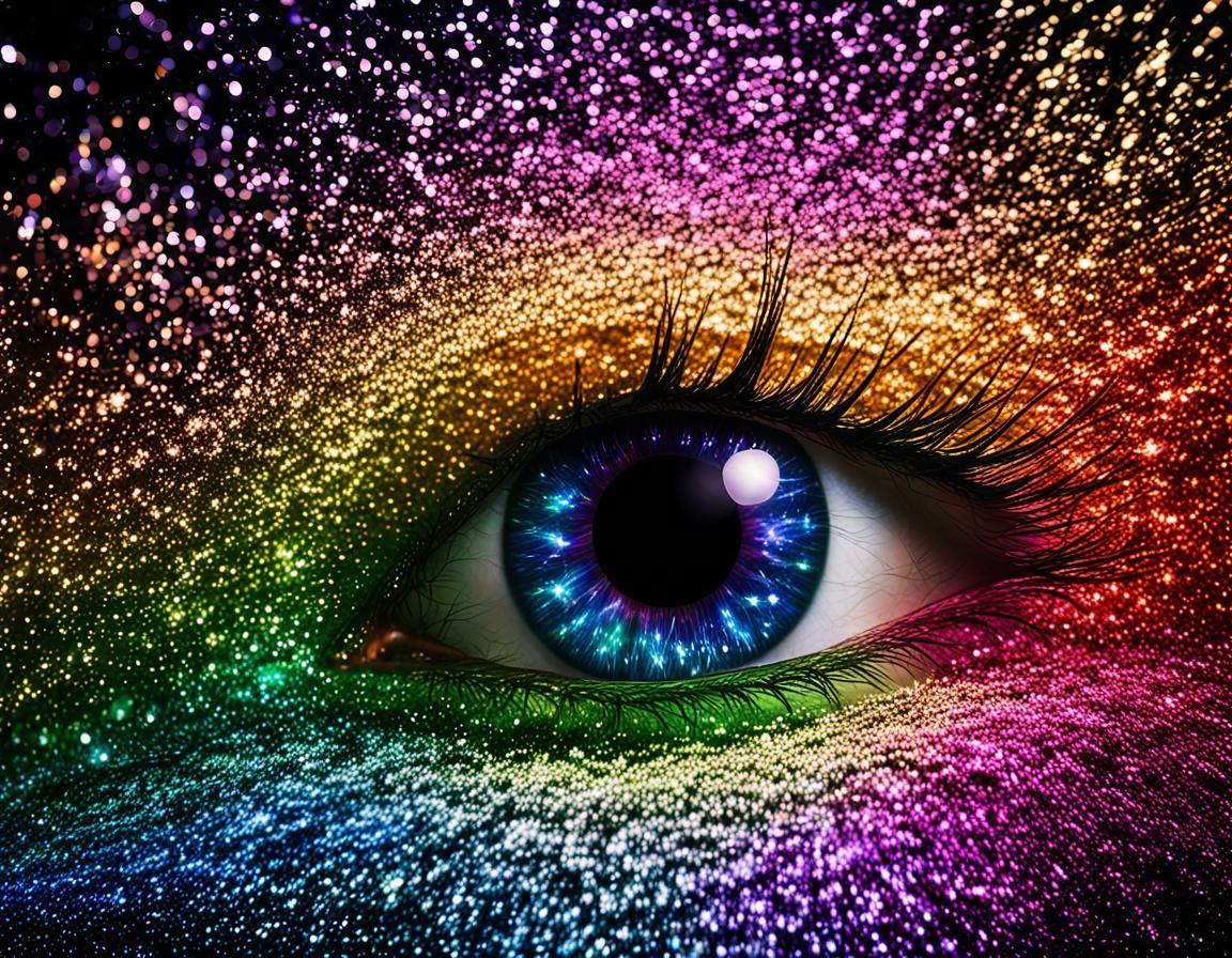 Rainbow Light Sparkles with Glittering Flare Effects