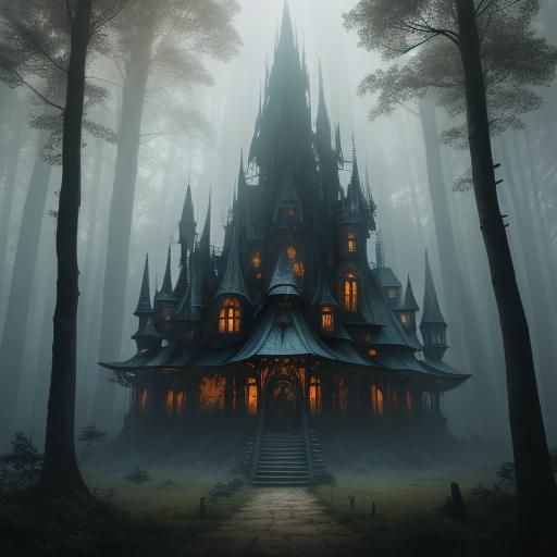 Ethereal Forest Scene with Figure in Fantasy Robes