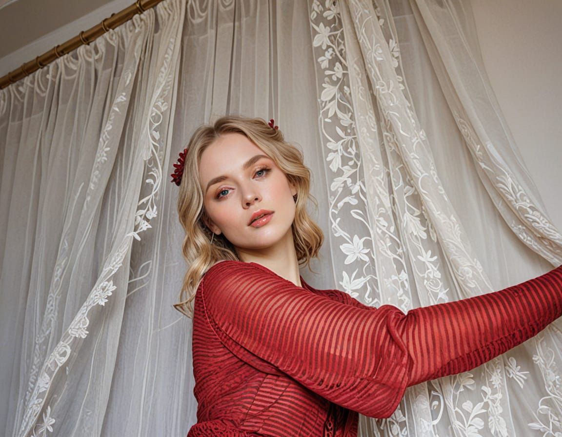 Ethereal Art Nouveau Watercolor Masterpiece of a Young Woman